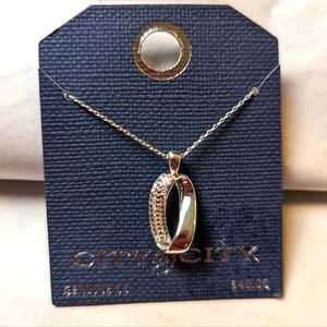 🟡2/$20 City By City Genuine CZ Silver Tone Necklace BNWT